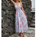 Fashionable Deep V Printed Slip Dress Summer - AMAZEALL