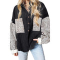 Leopard Print Women's Shirt Lapel Pit Strip Casual Jacket - AMAZEALL