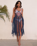 Long Fringed Panel Beach Blouse Slip Dress - AMAZEALL