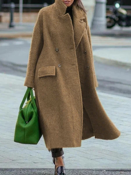 Autumn And Winter Long Woolen Coat Solid Color - AMAZEALL