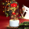 Creative 2 In 1 Rose Flowers LED Light And Bluetooth-compatible Speaker Valentine's Day Gift Rose Luminous Night Light Ornament In Glass Cover - AMAZEALL