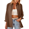 Women's Shirt Jacket Long Sleeve Blouse Button Down Tops Candy Color Shirt - AMAZEALL