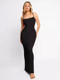 Round Neck Sleeved Slim Fitting Long Dress - AMAZEALL