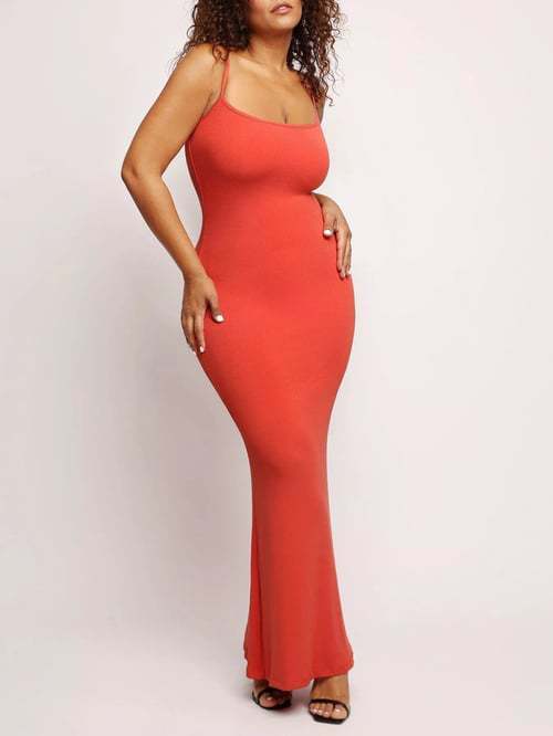 Round Neck Sleeved Slim Fitting Long Dress - AMAZEALL