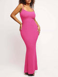 Round Neck Sleeved Slim Fitting Long Dress - AMAZEALL