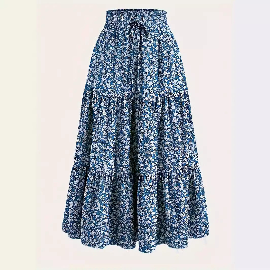New Printed Skirt Elastic Waist Women - AMAZEALL