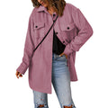 Women's Corduroy Solid Color Single Breasted Casual Lapel Woolen Jacket - AMAZEALL
