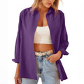 Women's Shirt Jacket Long Sleeve Blouse Button Down Tops Candy Color Shirt - AMAZEALL