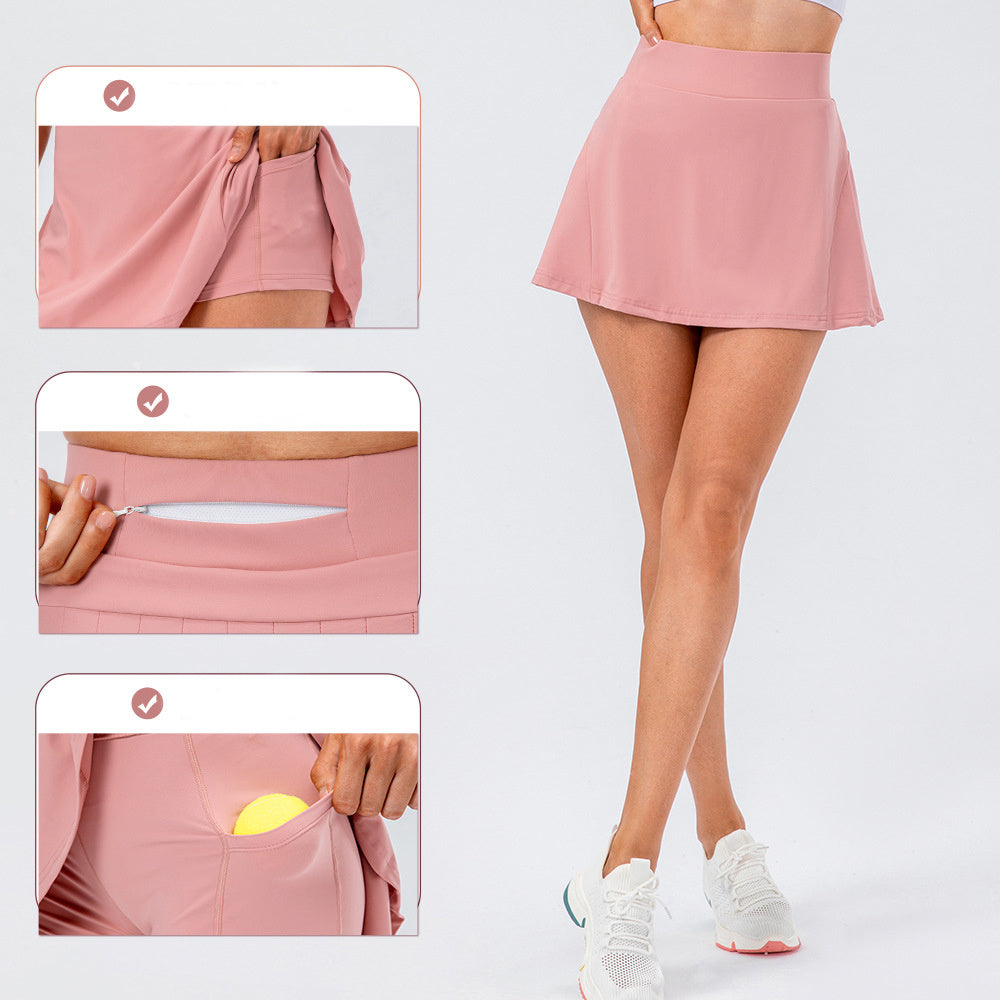 High Quality Tennis Skirt With Zipped Pocket Women Pleated Sports Skirt - AMAZEALL