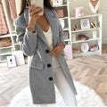 Solid Color Suit Collar Mid-Length Double-Breasted Woolen Coat - AMAZEALL