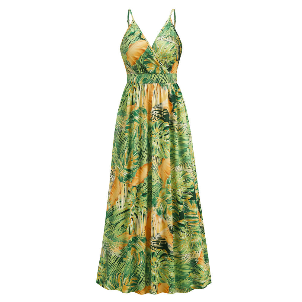 Flowers Long Dress Summer Swing Holiday Beach Dress - AMAZEALL