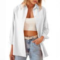 Women's Shirt Jacket Long Sleeve Blouse Button Down Tops Candy Color Shirt - AMAZEALL