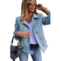 Autumn And Winter Slim Long-sleeved Double-breasted Suit Collar Woolen Coat - AMAZEALL