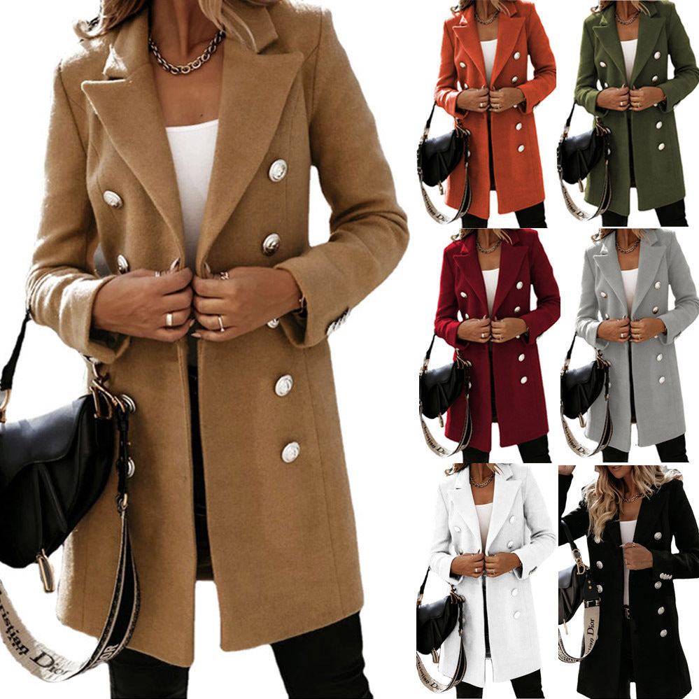 Women's Autumn Winter Long Sleeve Double Breasted Nizi Coat - AMAZEALL