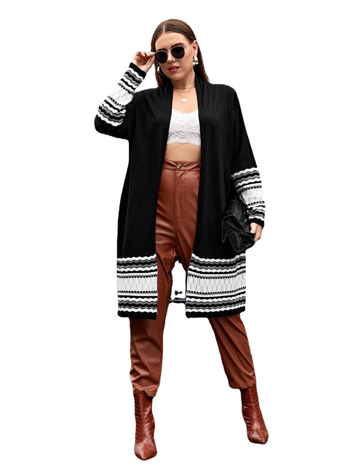 Large Size Women's Woolen Cardigan Jacket - AMAZEALL