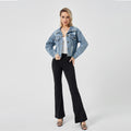 Women's Denim Long Sleeve Jacket Fashion Top - AMAZEALL