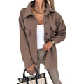 Lapel Button Lace Up Women's Woolen Jacket - AMAZEALL