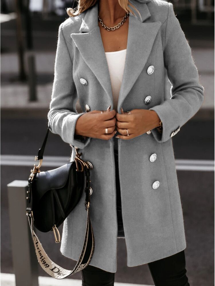 Long-sleeve Blazer-collar Double-breasted Nizi Coat - AMAZEALL