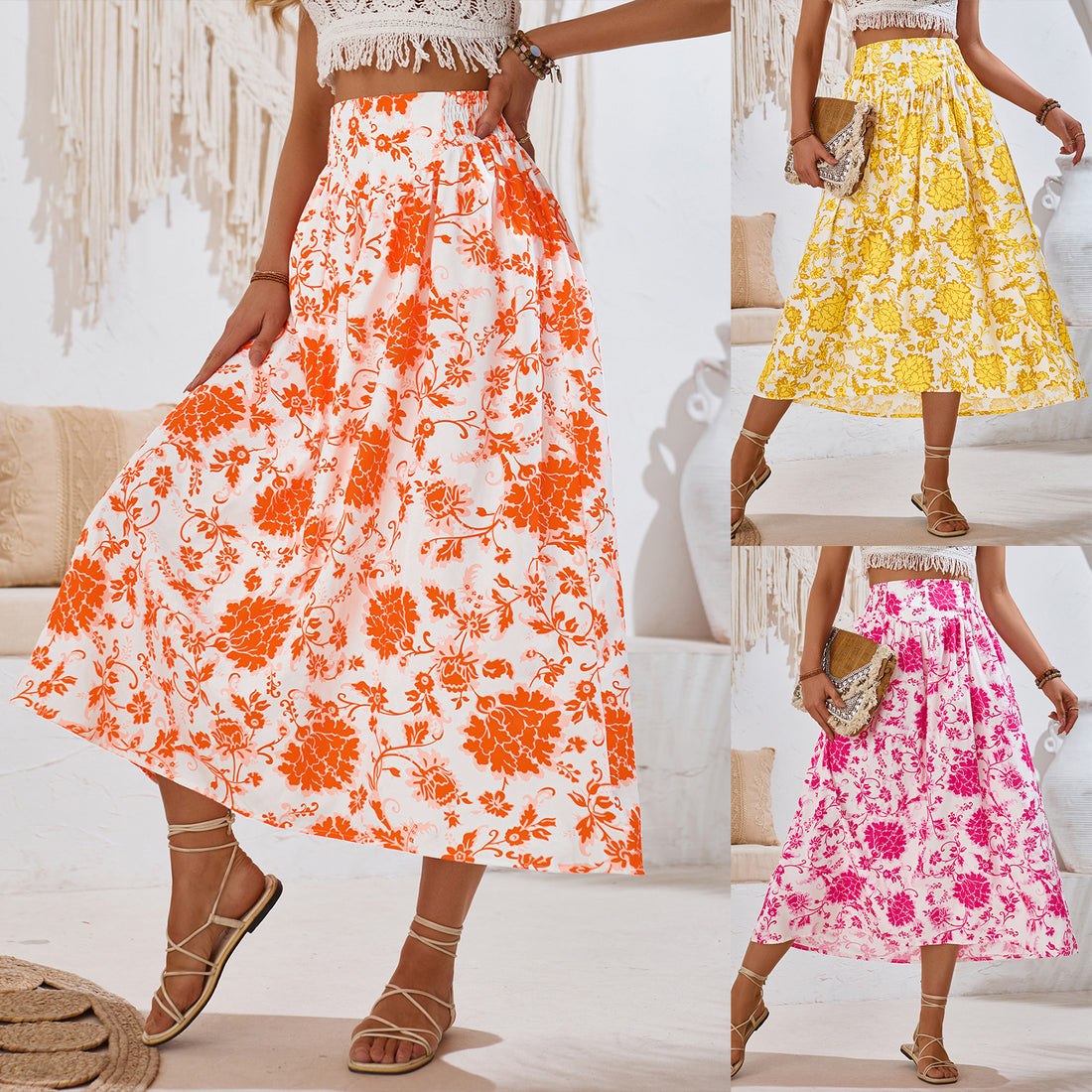European And American Hot Print Casual Waist Tight Fresh Air Skirt - AMAZEALL