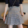 Plaid Pleated Skirt Women Summer New - AMAZEALL