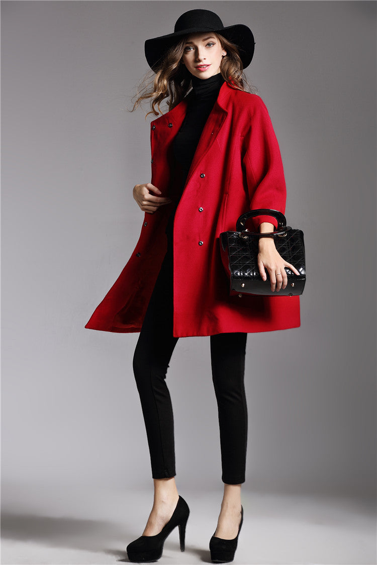 Loose Large Size Cloak Woolen Coat And Long Woolen Coat - AMAZEALL
