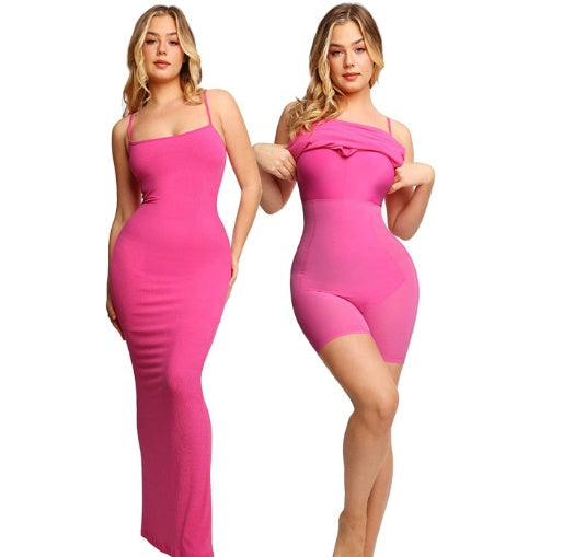 Round Neck Sleeved Slim Fitting Long Dress - AMAZEALL