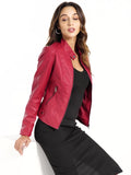 Biker Oversized Stand Collar Leather Jacket - AMAZEALL