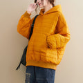 Winter New All-match Preppy Style Solid Color Hooded Loose Long-sleeved Cotton Jacket Jacket Women - AMAZEALL