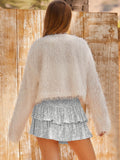 High Waist Sequined Pleated Skirt Women's Clothing Hot Girl Party Short Dress - AMAZEALL