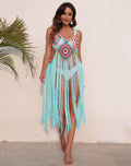 Long Fringed Panel Beach Blouse Slip Dress - AMAZEALL