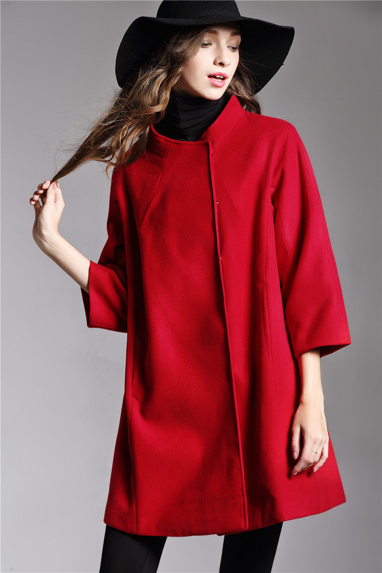 Loose Large Size Cloak Woolen Coat And Long Woolen Coat - AMAZEALL