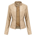 Biker Oversized Stand Collar Leather Jacket - AMAZEALL