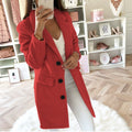 Solid Color Suit Collar Mid-Length Double-Breasted Woolen Coat - AMAZEALL