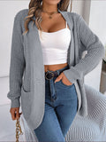 Autumn And Winter Casual Pocket Long Sleeve Knitted Sweater Cardigan Jacket - AMAZEALL