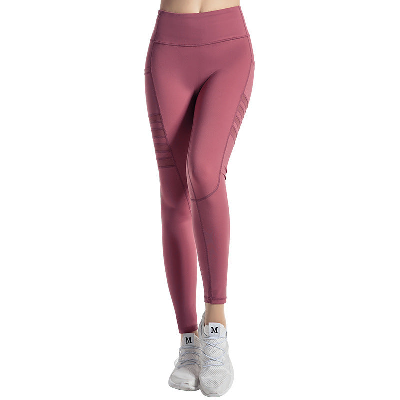 Mesh striped yoga pants - AMAZEALL