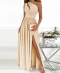 Women's One Shoulder High Split Cutout Sleeveless Elegant Sexy Cocktail Maxi Dress - AMAZEALL