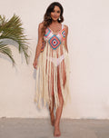 Long Fringed Panel Beach Blouse Slip Dress - AMAZEALL
