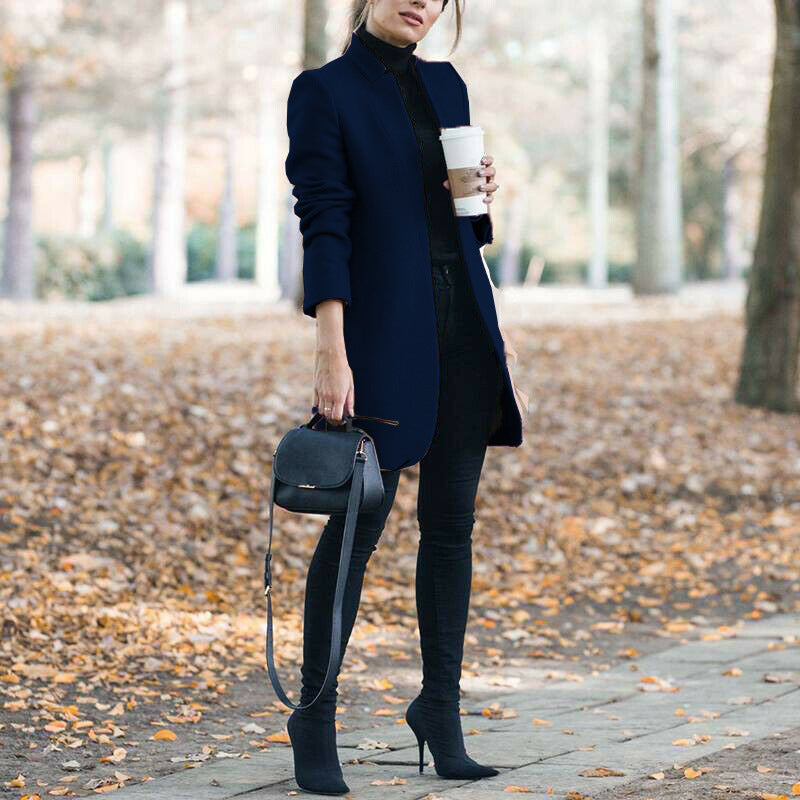 Autumn And Winter New Fashion Stand Collar Women's Woolen Coat - AMAZEALL