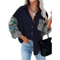 Women's Printed Plus Size Lapel Loose Clip - AMAZEALL
