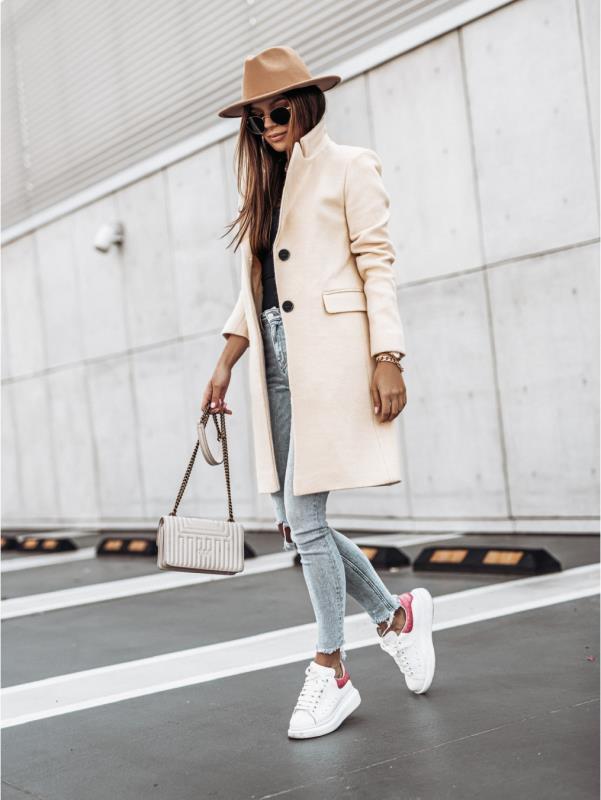 Simple Long Sleeve Button Nizi Coat - AMAZEALL