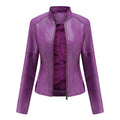 Biker Oversized Stand Collar Leather Jacket - AMAZEALL