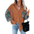 Women's Printed Plus Size Lapel Loose Clip - AMAZEALL