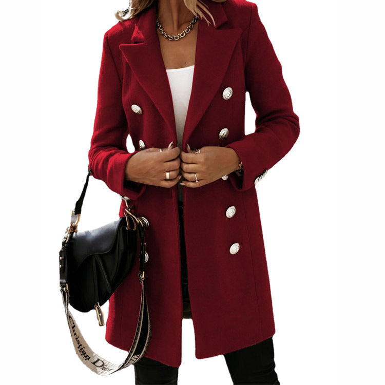 Women's Autumn Winter Long Sleeve Double Breasted Nizi Coat - AMAZEALL