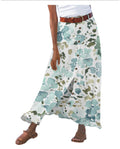 Women's Fashion Cotton Linen A-Line Hip Mid Waist Long Skirt - AMAZEALL