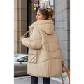 Winter Warm Hooded Coat With Pockets Fashion Solid Color Thicken Straight Cotton Jacket For Women Outerwear Clothing - AMAZEALL
