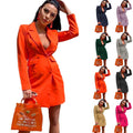 New Summer Women's Fitted Double Breasted Long Sleeve Lapel Blazer - AMAZEALL