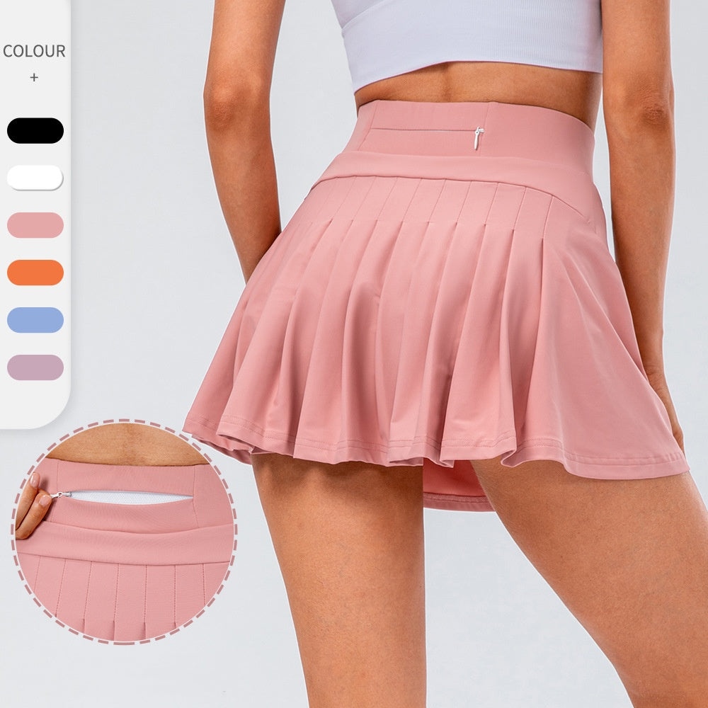 High Quality Tennis Skirt With Zipped Pocket Women Pleated Sports Skirt - AMAZEALL