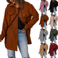 Women's Corduroy Solid Color Single Breasted Casual Lapel Woolen Jacket - AMAZEALL