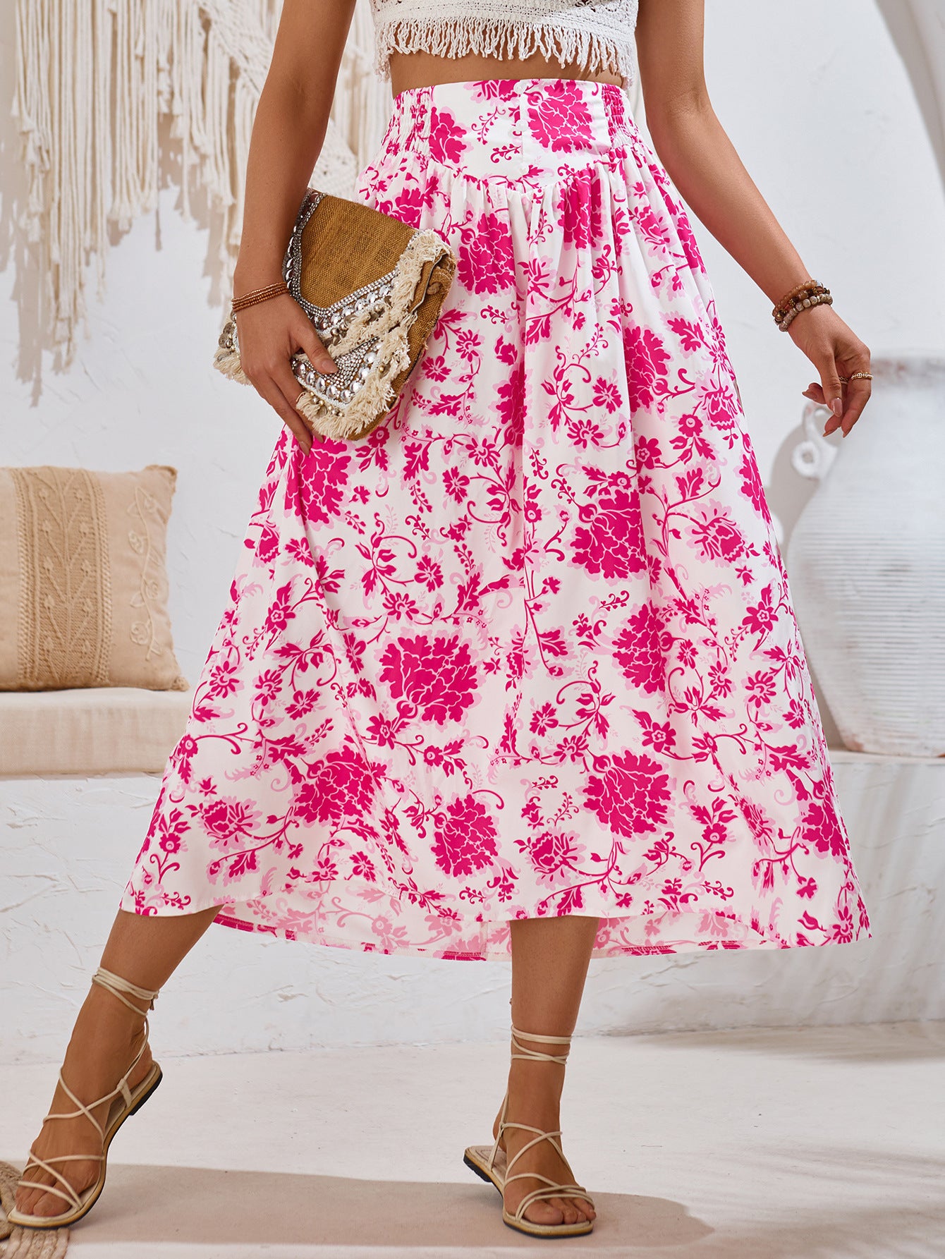 European And American Hot Print Casual Waist Tight Fresh Air Skirt - AMAZEALL