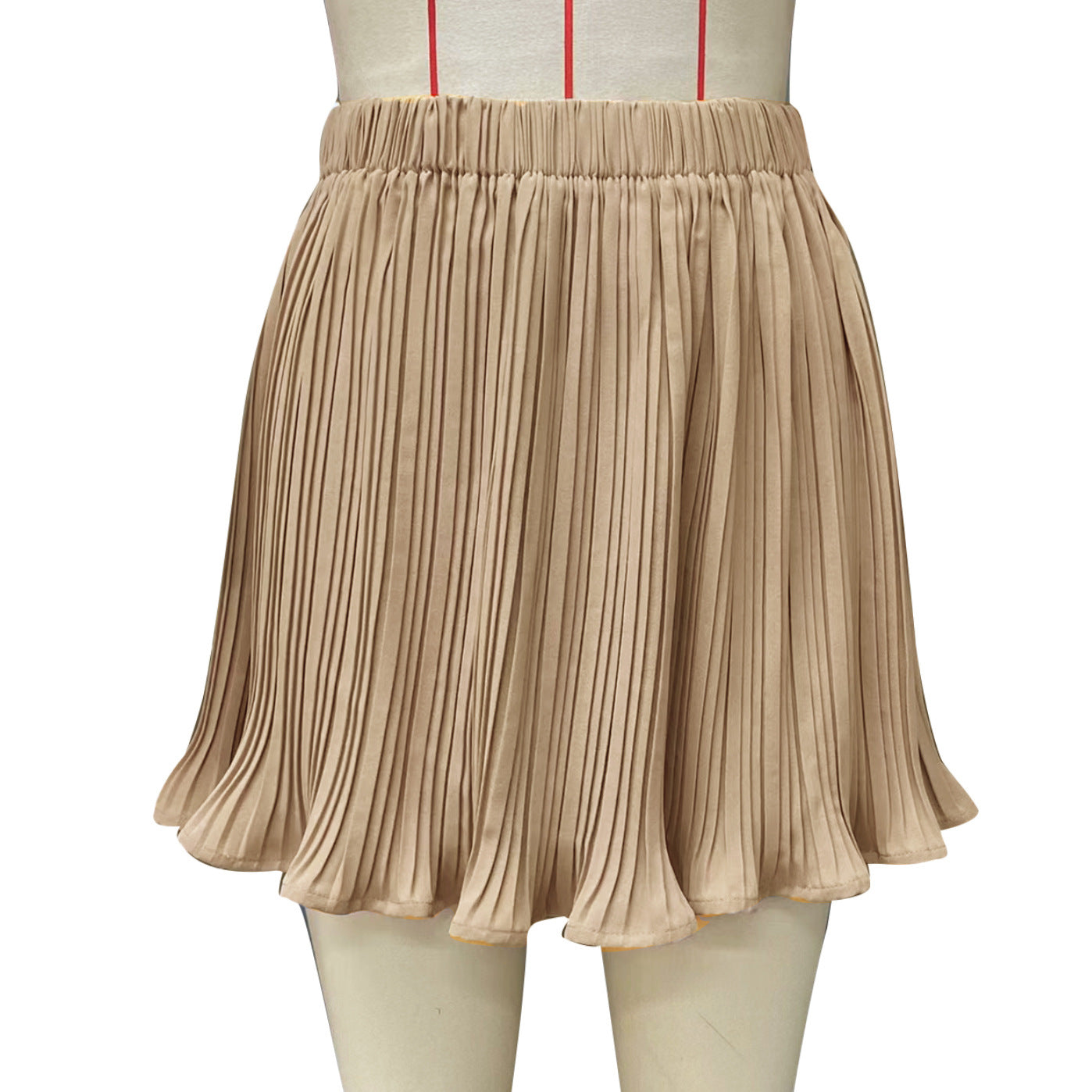 Pure Color Ice Silk Pleated Skirt - AMAZEALL